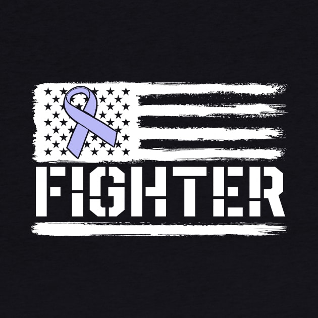 Stomach Cancer Awareness Fighter American Flag Periwinkle by 14thFloorApparel